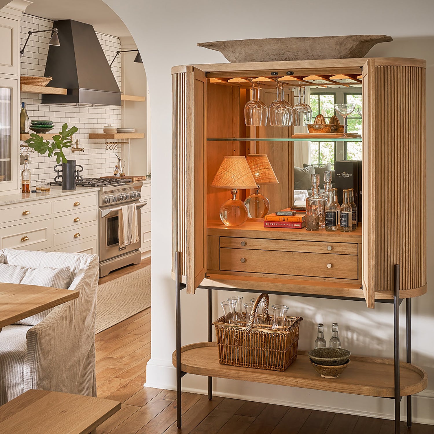 Regina Andrew Giorgio Crystal and Rattan Mini Lamp