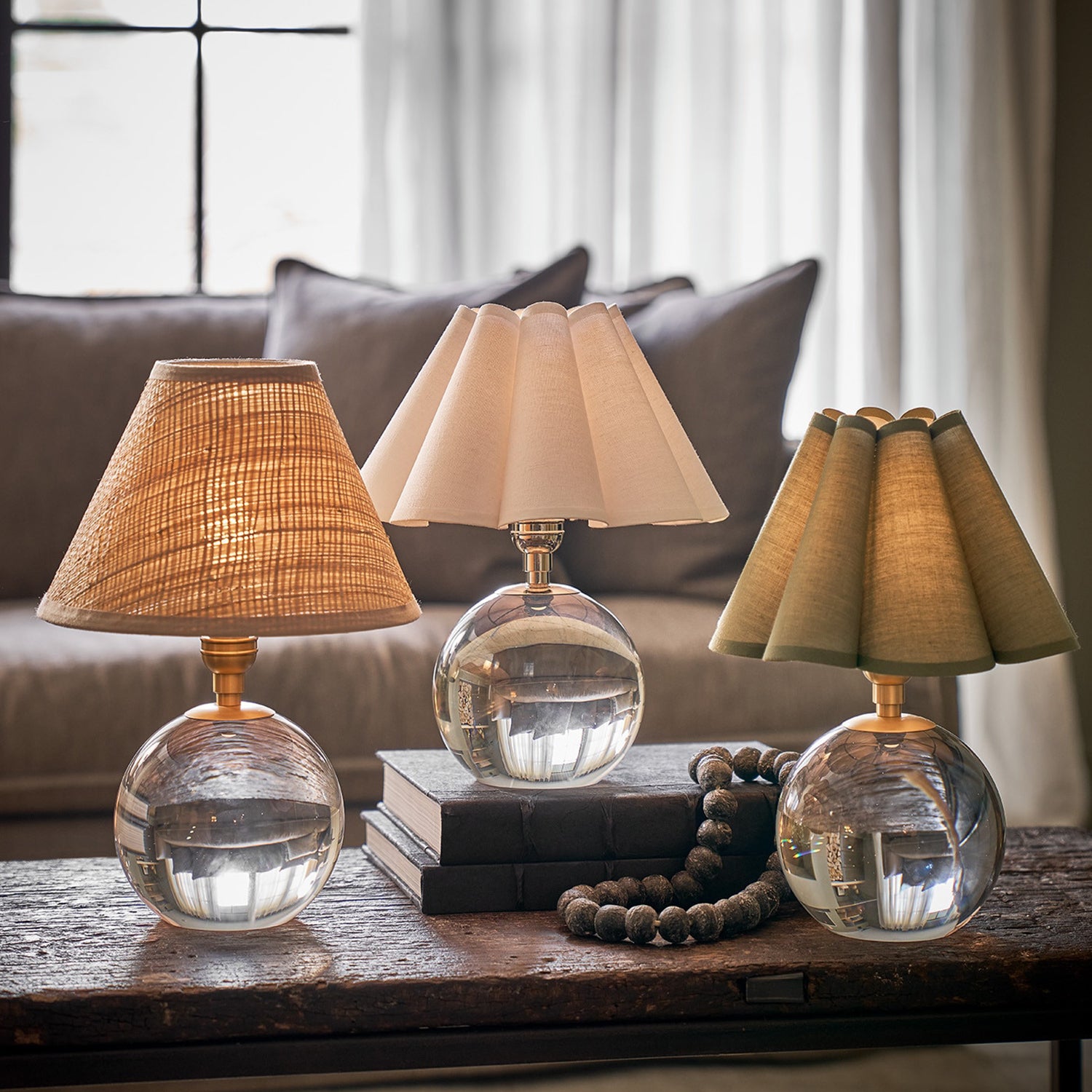 Regina Andrew Giorgio Crystal and Rattan Mini Lamp
