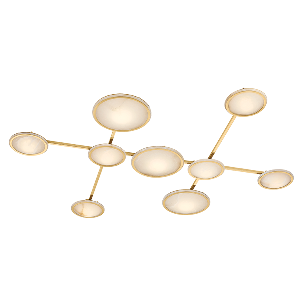 Corbett Lighting Goshenite Small Flush Mount in Vintage Brass, primary product view