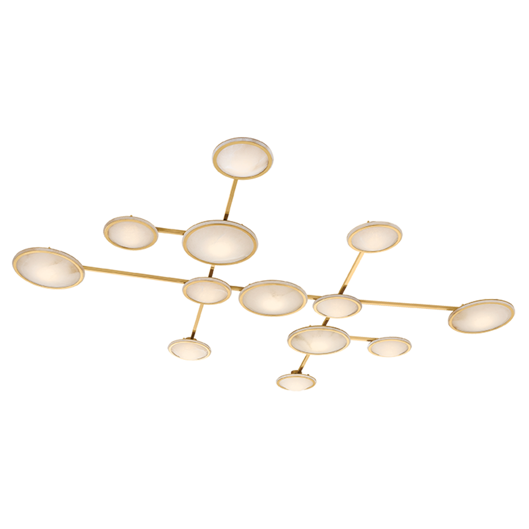 Corbett Lighting Goshenite Large Flush Mount in Vintage Brass, primary product view