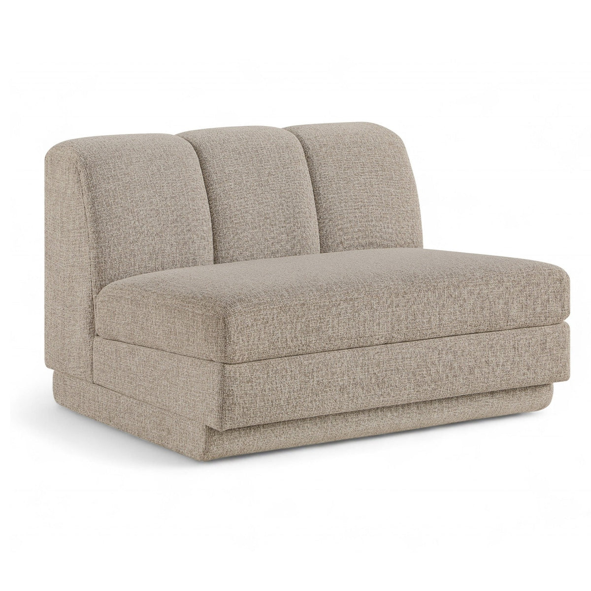 Modari Beige Fabric Upholstered Armless Chair in beige polyester fabric, primary product view