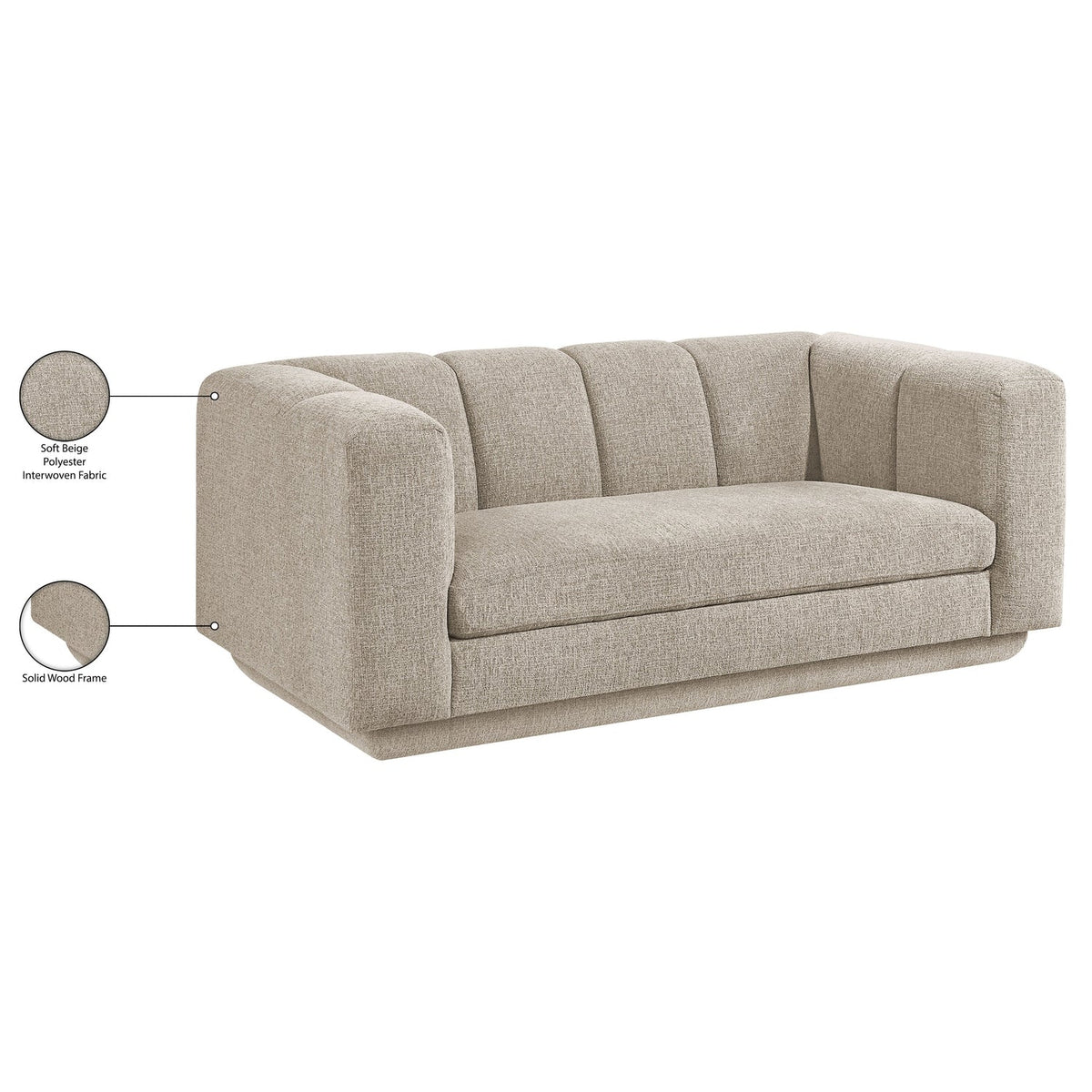 Modari 70.25in Beige Fabric Upholstered Loveseat