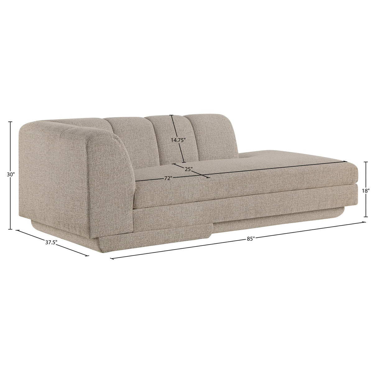 Modari Beige Fabric Upholstered Right Arm Chaise
