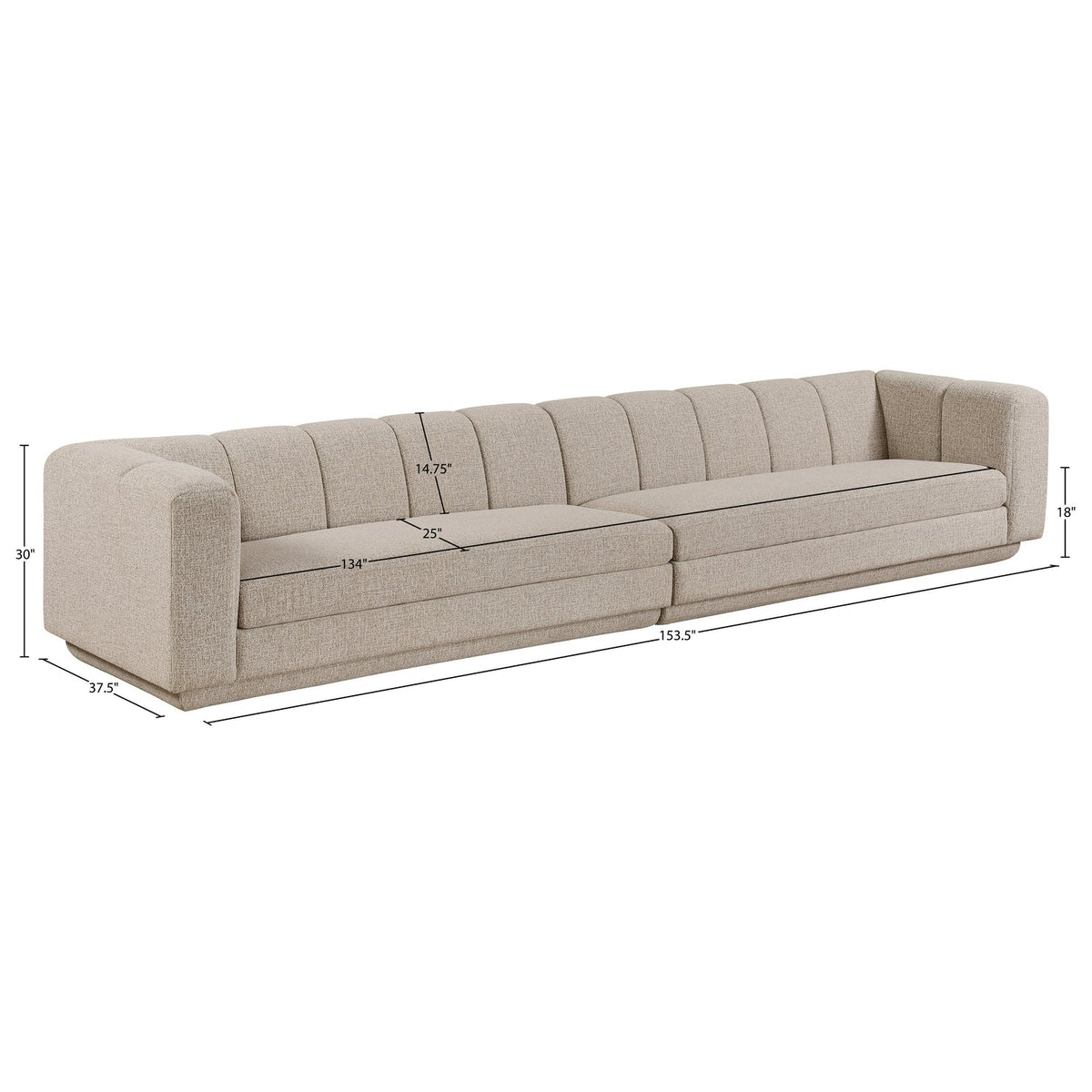 Modari Beige Fabric Upholstered 2 Piece Modular Sofa