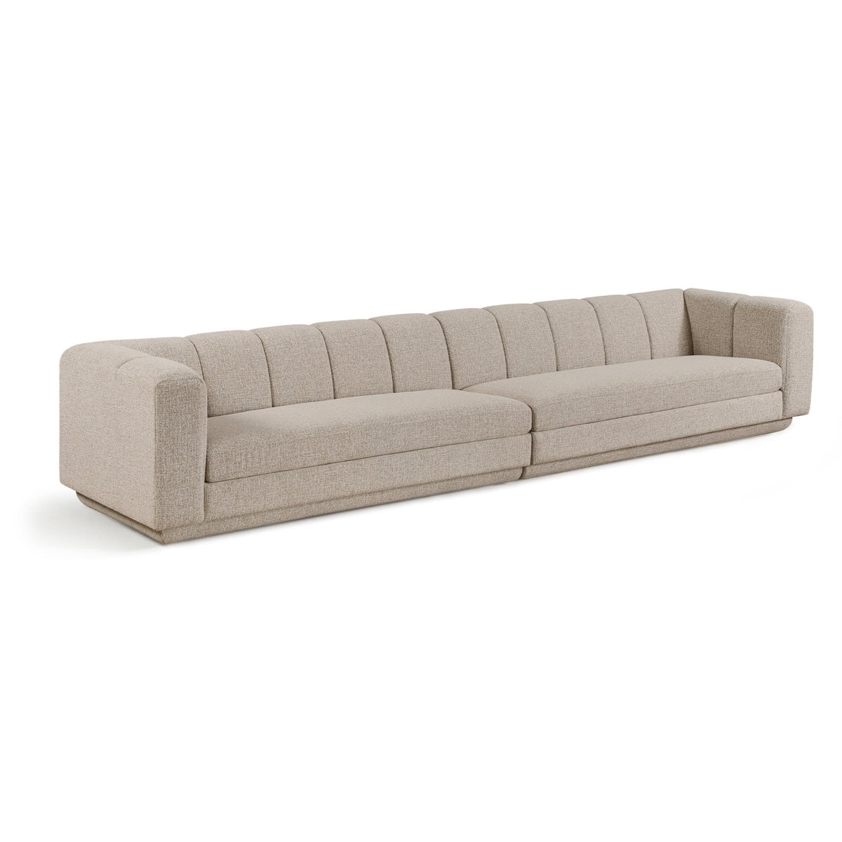 Modari Beige Fabric Upholstered 2pc. Modular Sofa in beige polyester fabric, primary product view