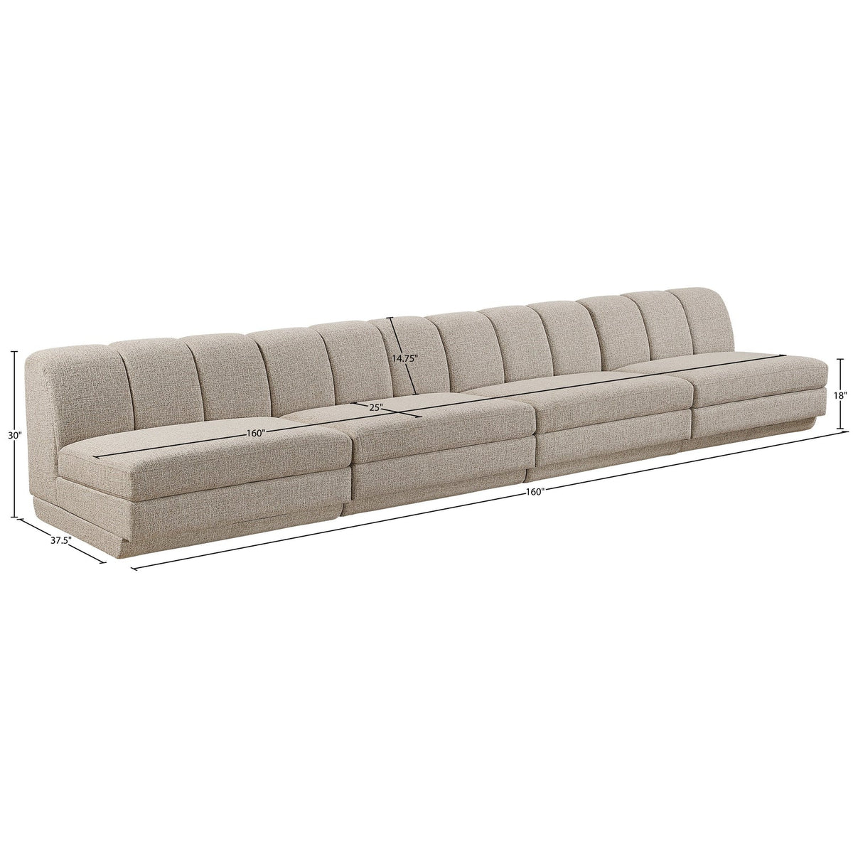 Modari Beige Fabric Upholstered 4 Piece Modular Sofa