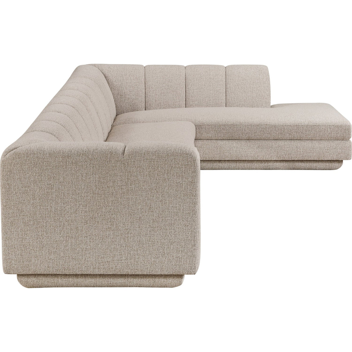 Modari Beige Fabric Upholstered 3 Piece Modular Sectional Sofa