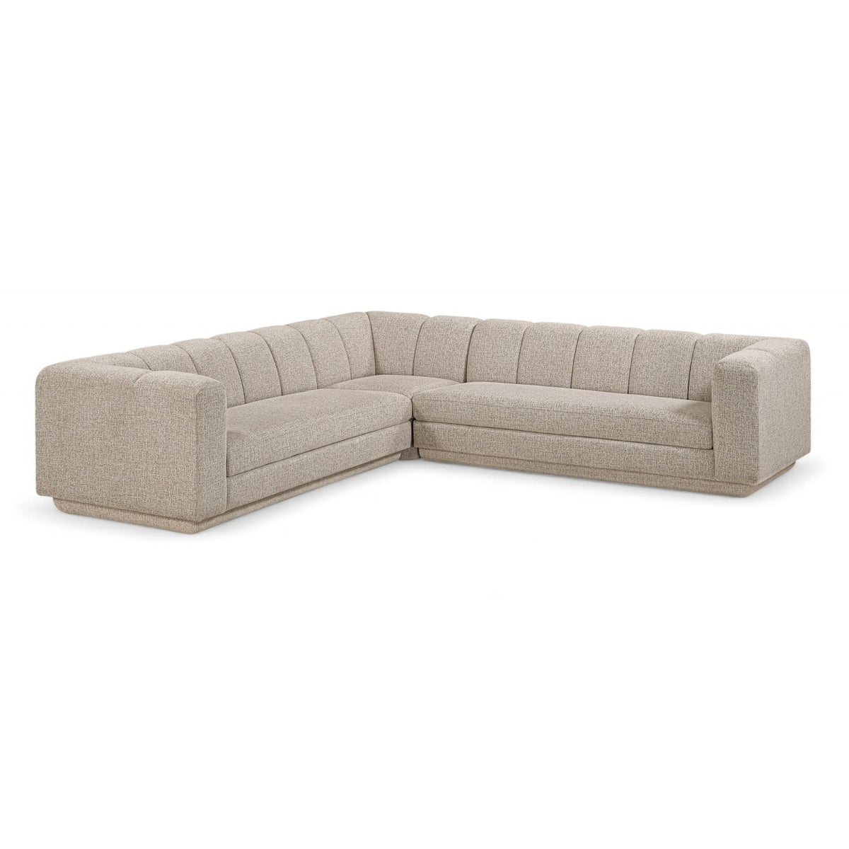 Modari Beige Fabric Upholstered 3pc. Modular Sectional in beige polyester fabric, primary product view