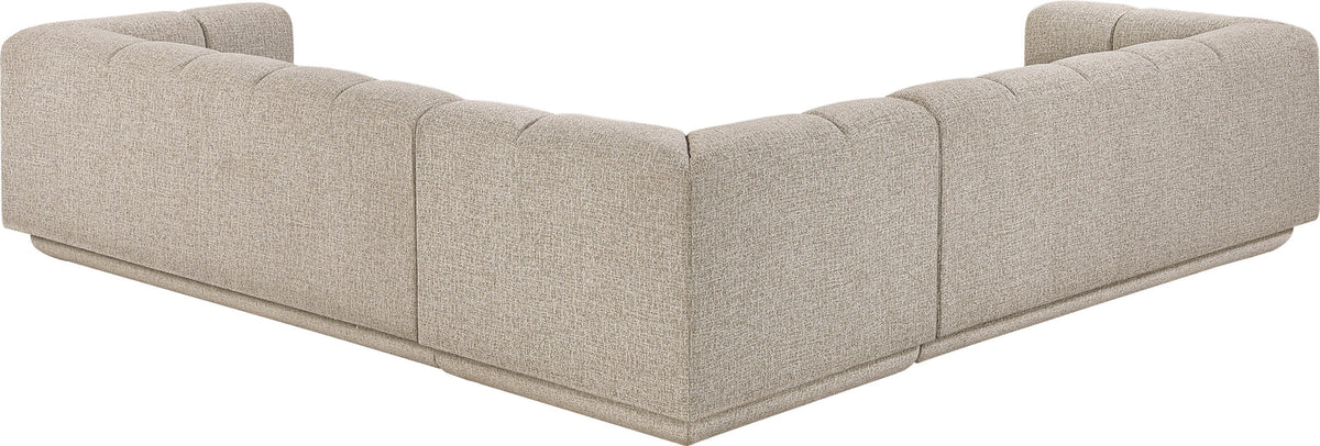 Modari Beige Fabric Upholstered 3 Piece Modular Sectional Sofa