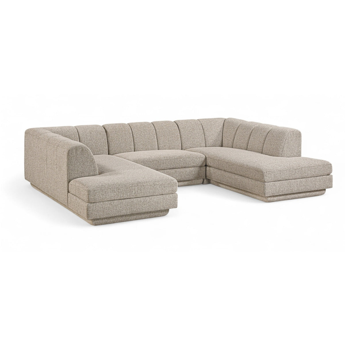 Modari Beige Fabric Upholstered 3pc. Modular Sectional in beige polyester fabric, primary product view