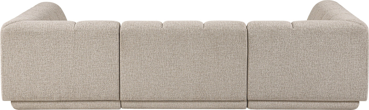 Modari Beige Fabric Upholstered 3 Piece Modular Sectional Sofa