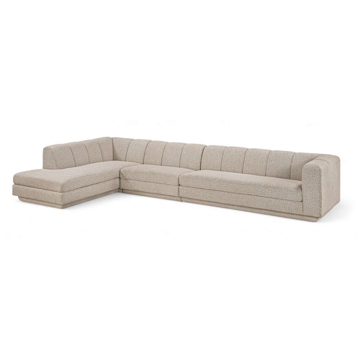 Modari Beige Fabric Upholstered 3pc. Modular Sectional in beige polyester fabric, primary product view