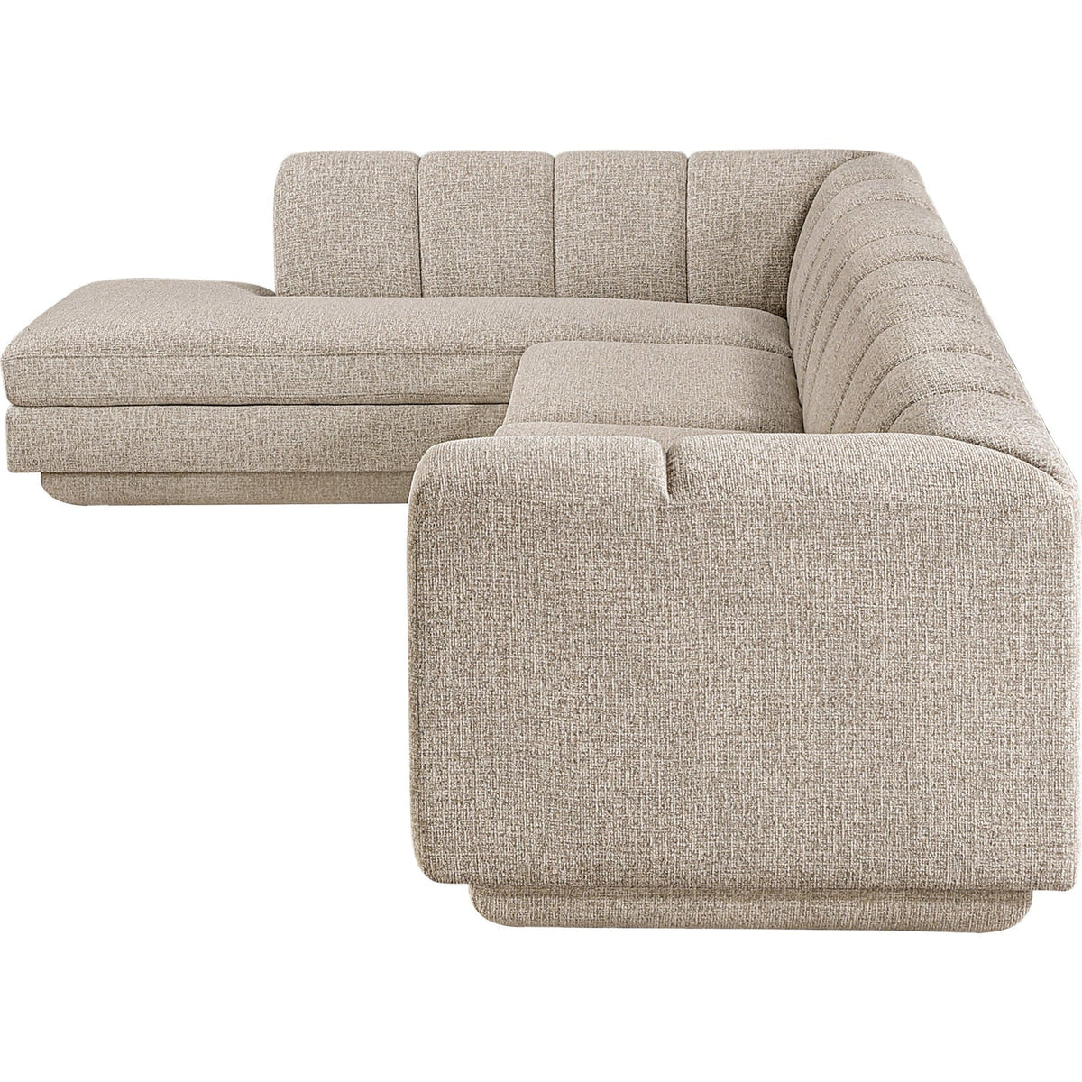 Modari Beige Fabric Upholstered 3 Piece Modular Sectional Sofa