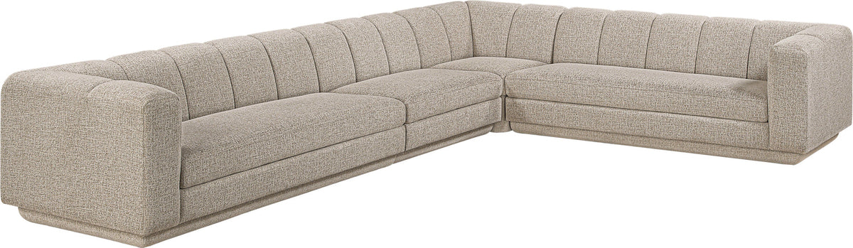 Modari Beige Fabric Upholstered 4 Piece Modular Sectional Sofa