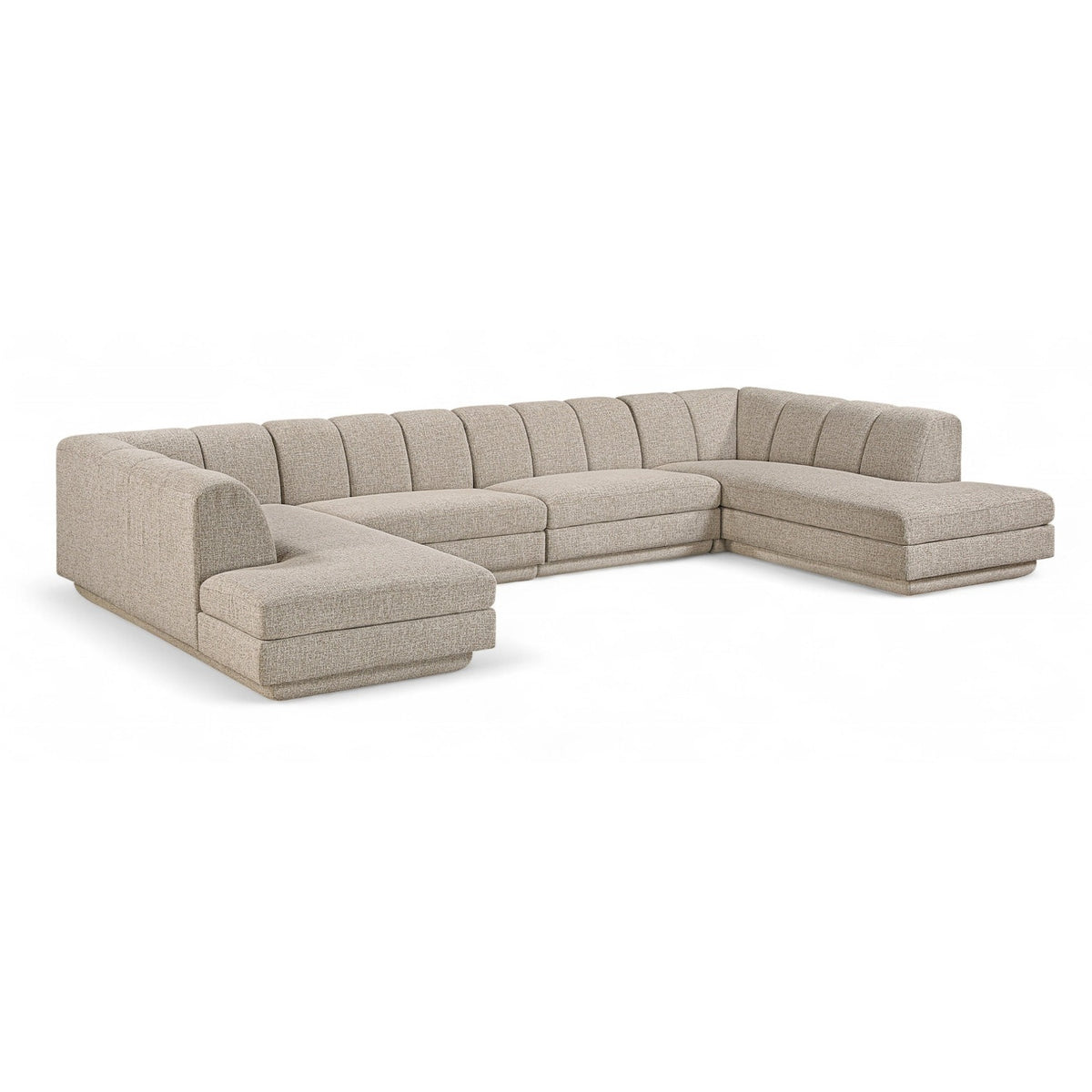 Modari Beige Fabric Upholstered 4pc. Modular Sectional in beige polyester fabric, primary product view