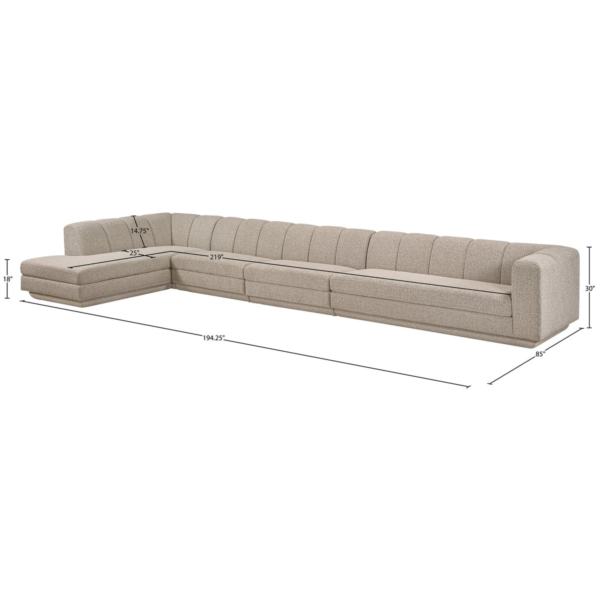 Modari Beige Fabric Upholstered 4 Piece Modular Sectional Sofa