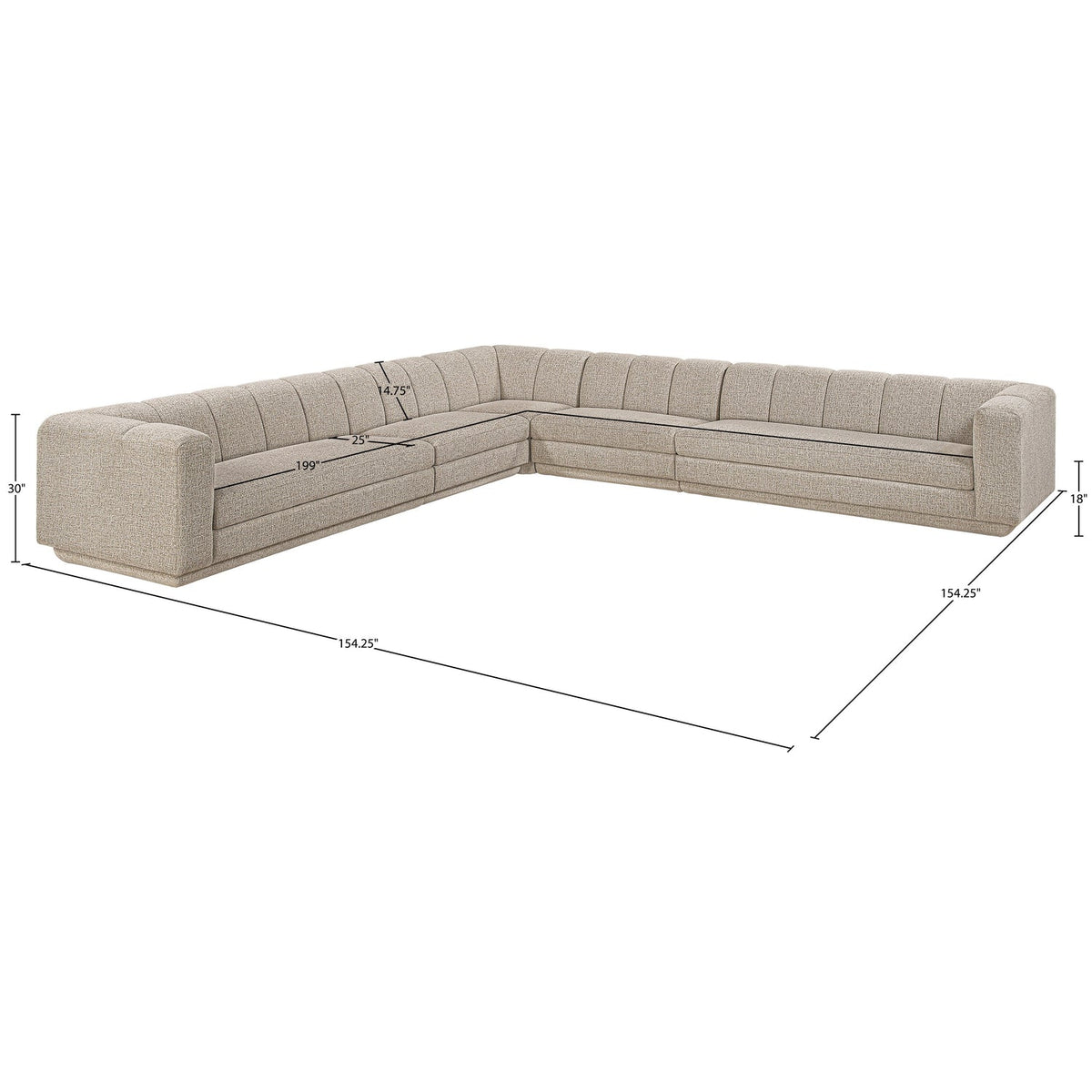 Modari Beige Fabric Upholstered 5 Piece Modular Sectional Sofa
