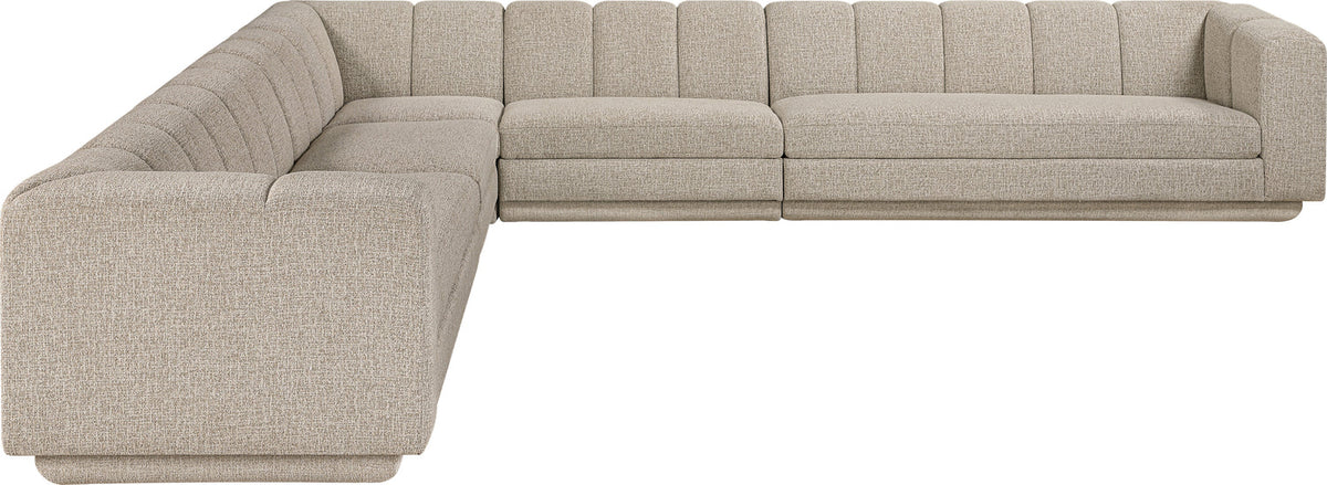 Modari Beige Fabric Upholstered 5 Piece Modular Sectional Sofa