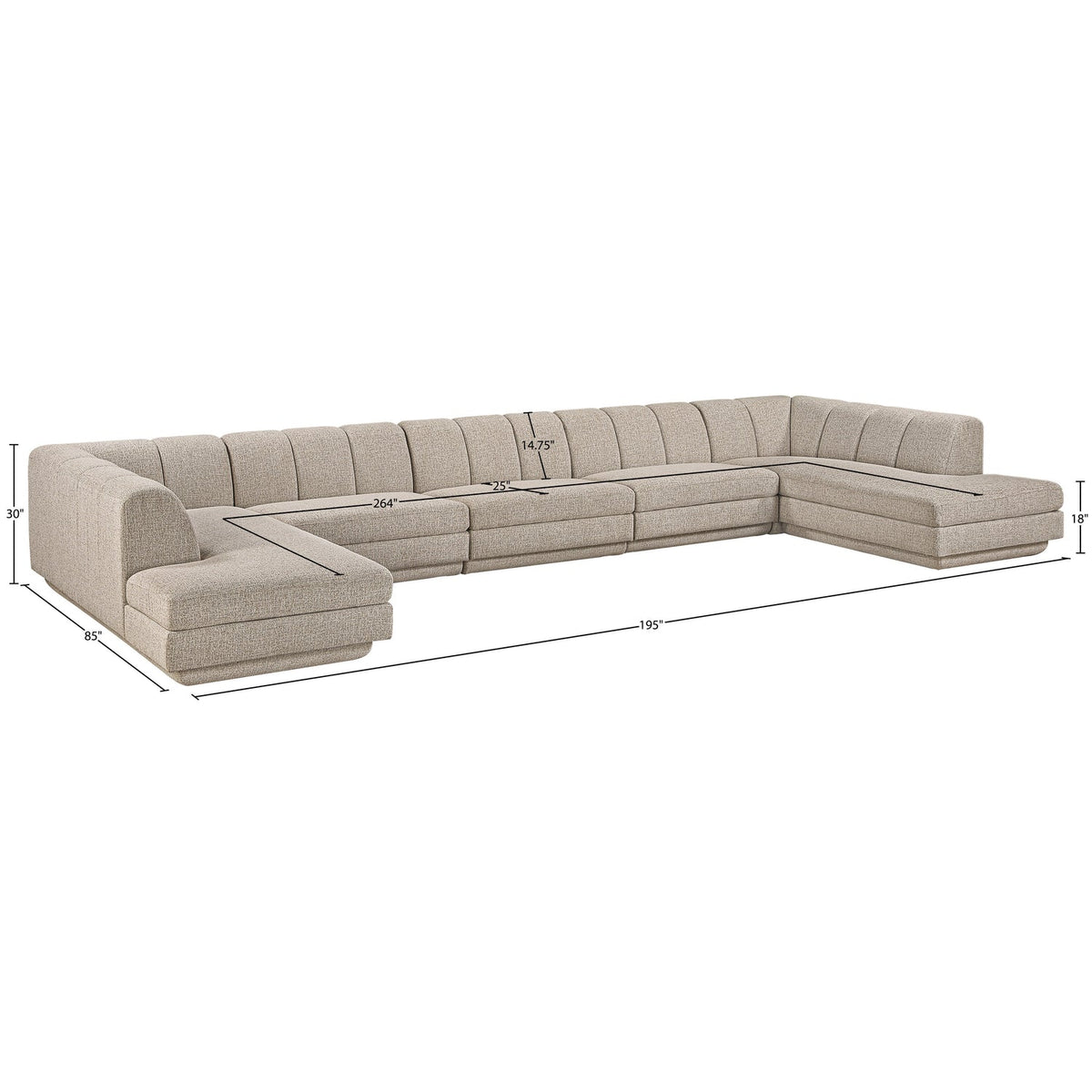 Modari Beige Fabric Upholstered 5 Piece Modular Sectional Sofa