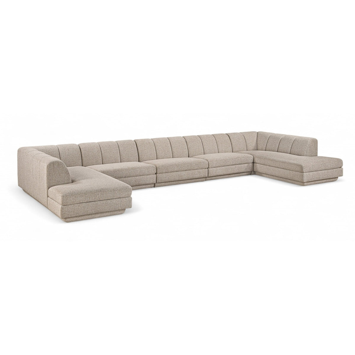 Modari Beige Fabric Upholstered 5pc. Modular Sectional in beige polyester fabric, primary product view