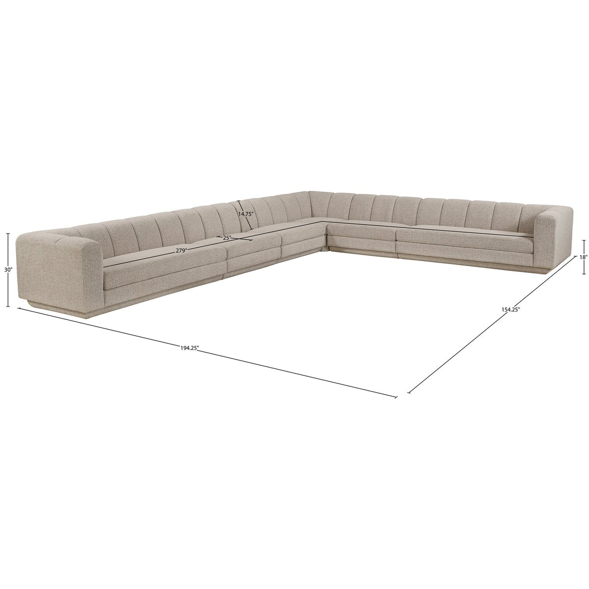 Modari Beige Fabric Upholstered 6 Piece Modular Sectional Sofa