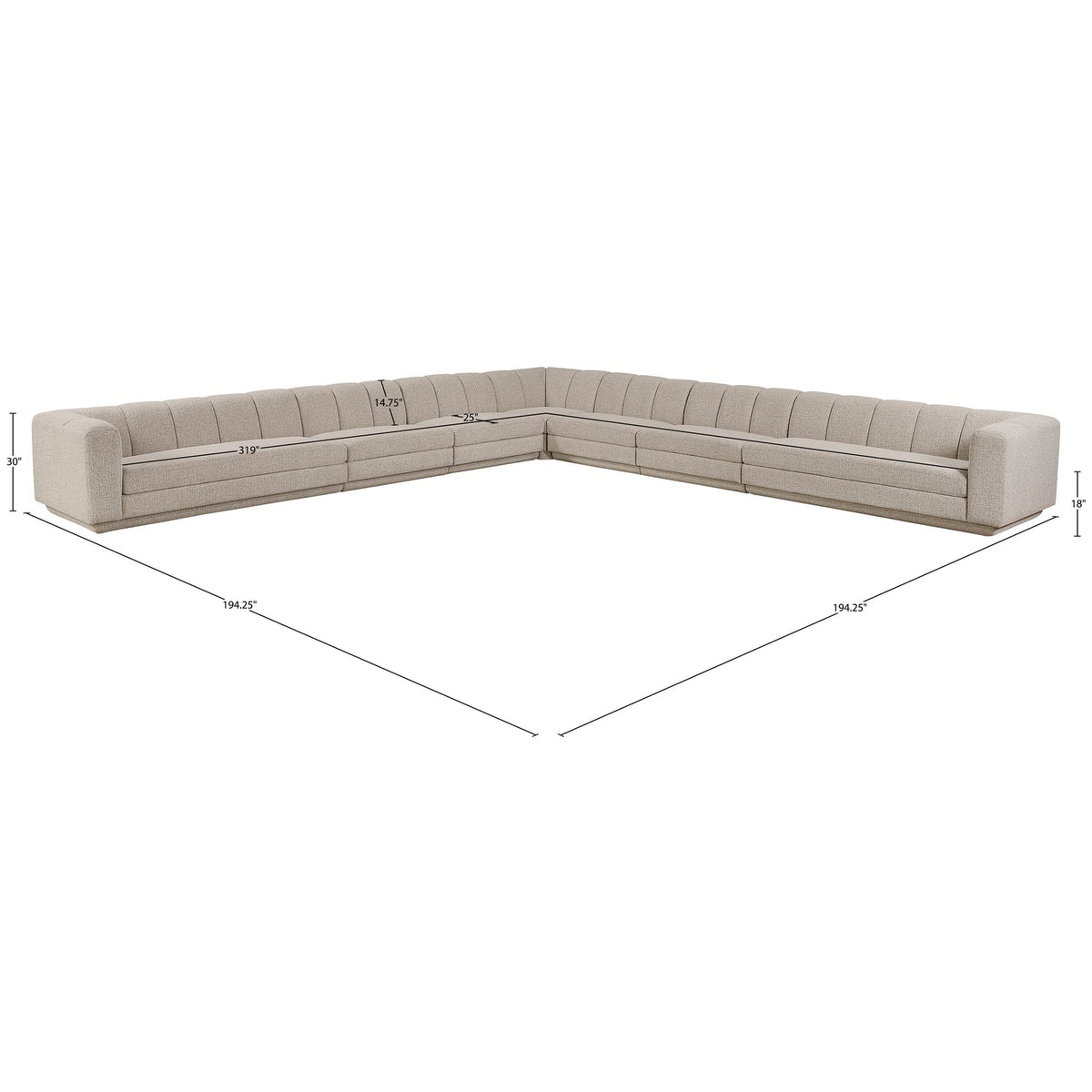 Modari Beige Fabric Upholstered 7 Piece Modular Sectional Sofa