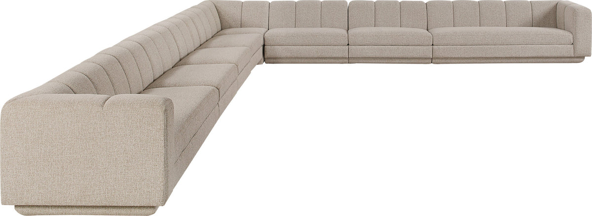 Modari Beige Fabric Upholstered 8 Piece Modular Sectional Sofa