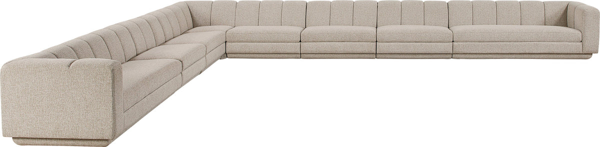 Modari Beige Fabric Upholstered 8 Piece Modular Sectional Sofa