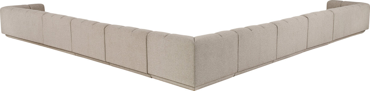 Modari Beige Fabric Upholstered 9 Piece Modular Sectional Sofa