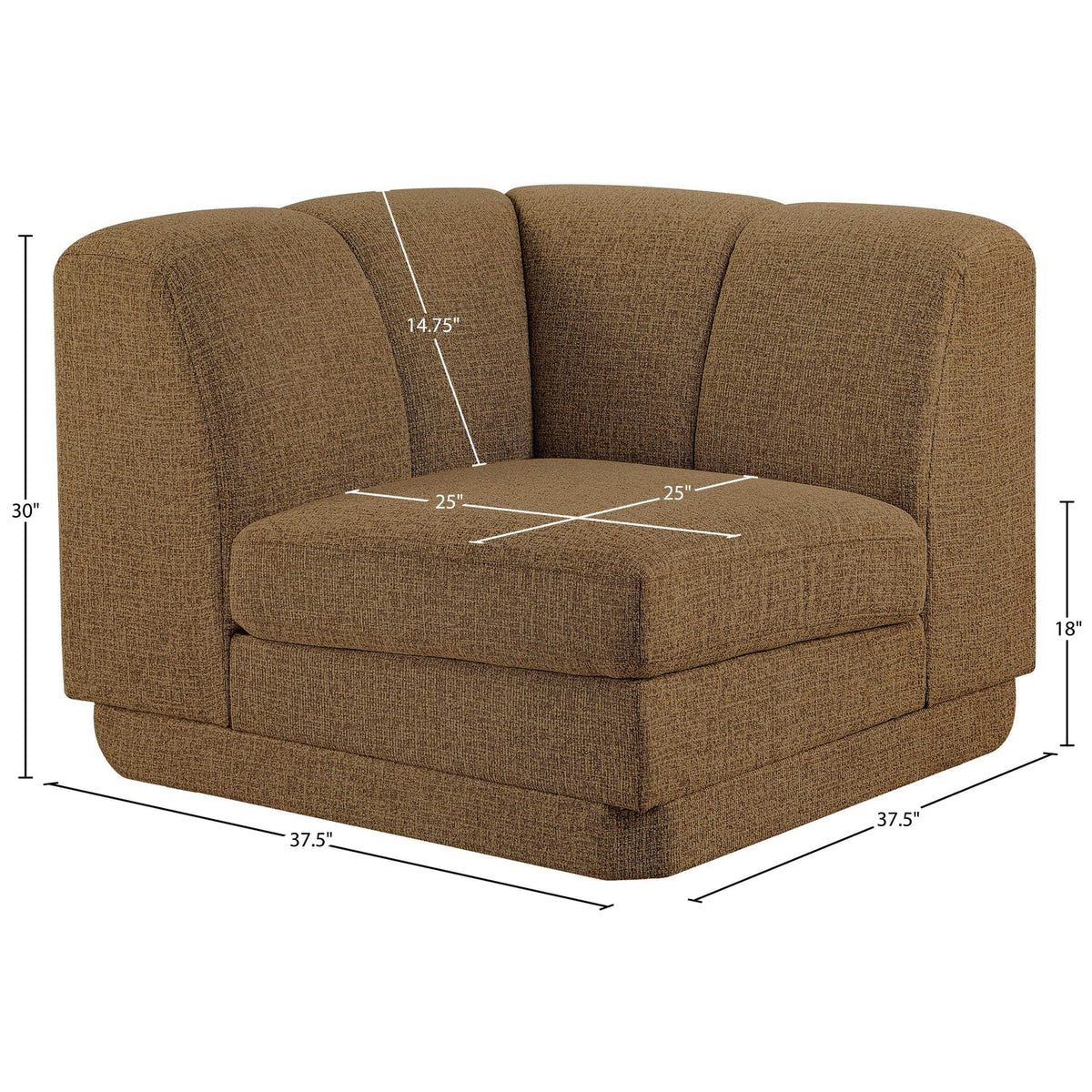 Modari Brown Fabric Upholstered Corner Chair