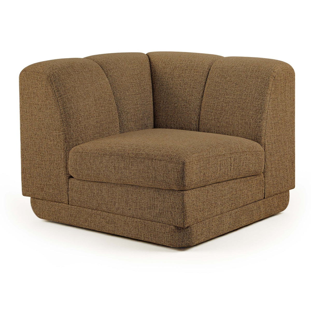 Modari Brown Fabric Upholstered Corner Chair in brown interwoven polyester, 37.5"W, primary product view
