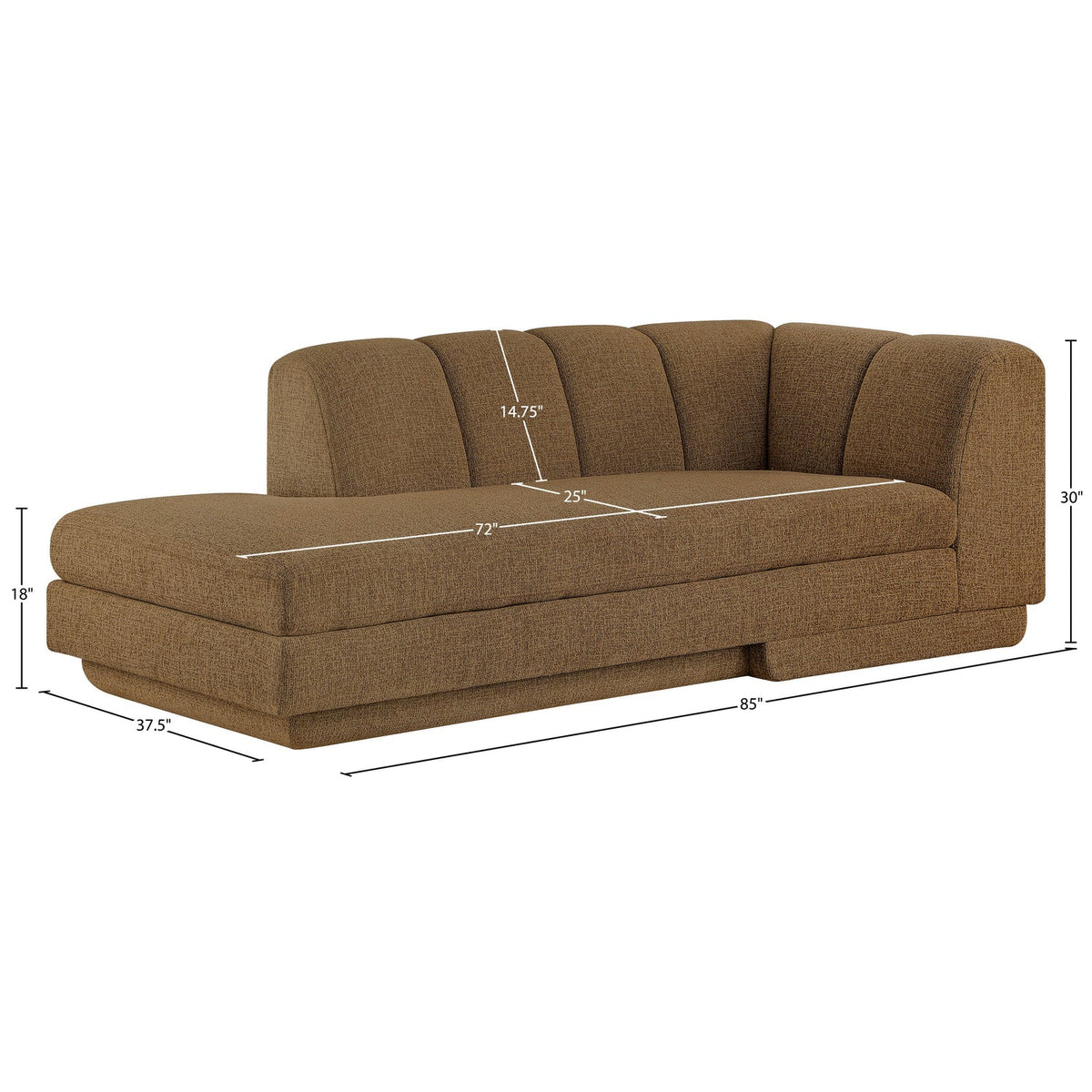 Modari Brown Fabric Upholstered Left Arm Chaise