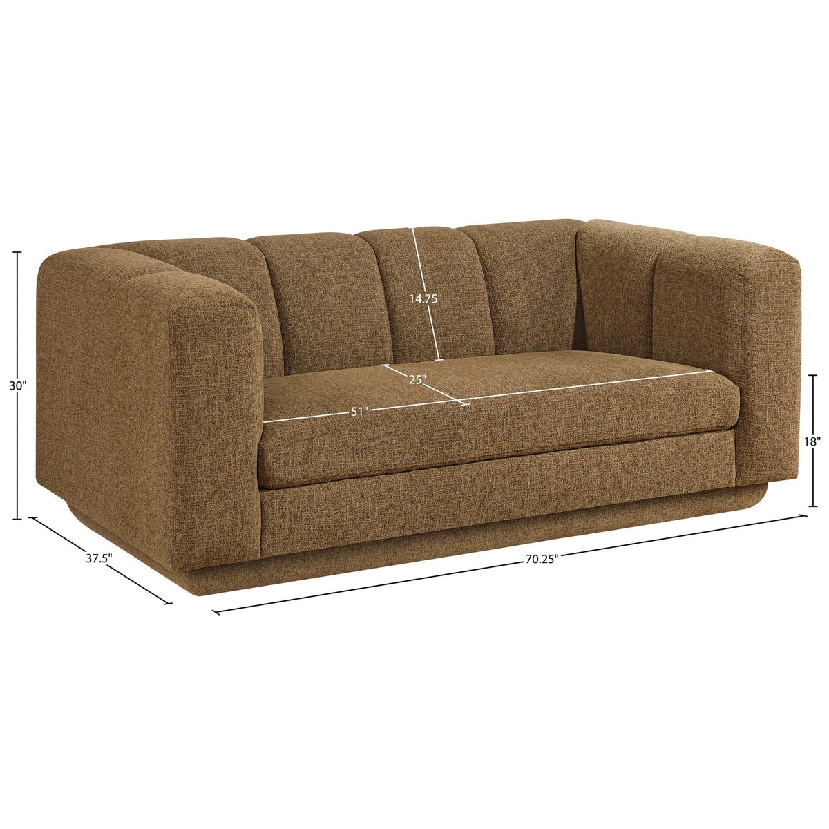 Modari 70.25in Brown Fabric Upholstered Loveseat