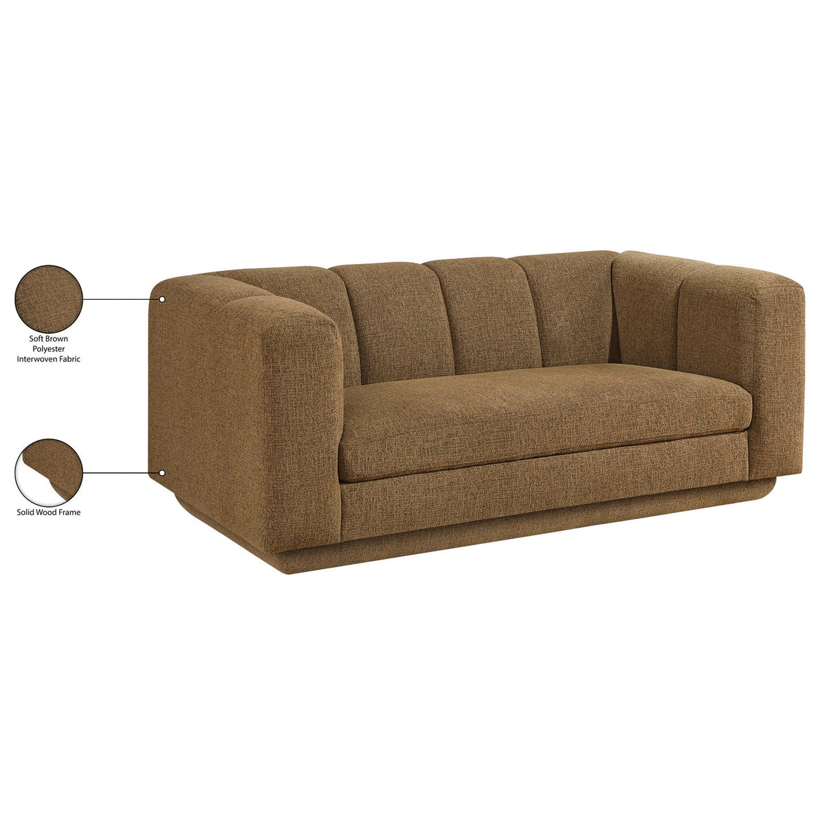 Modari 70.25in Brown Fabric Upholstered Loveseat