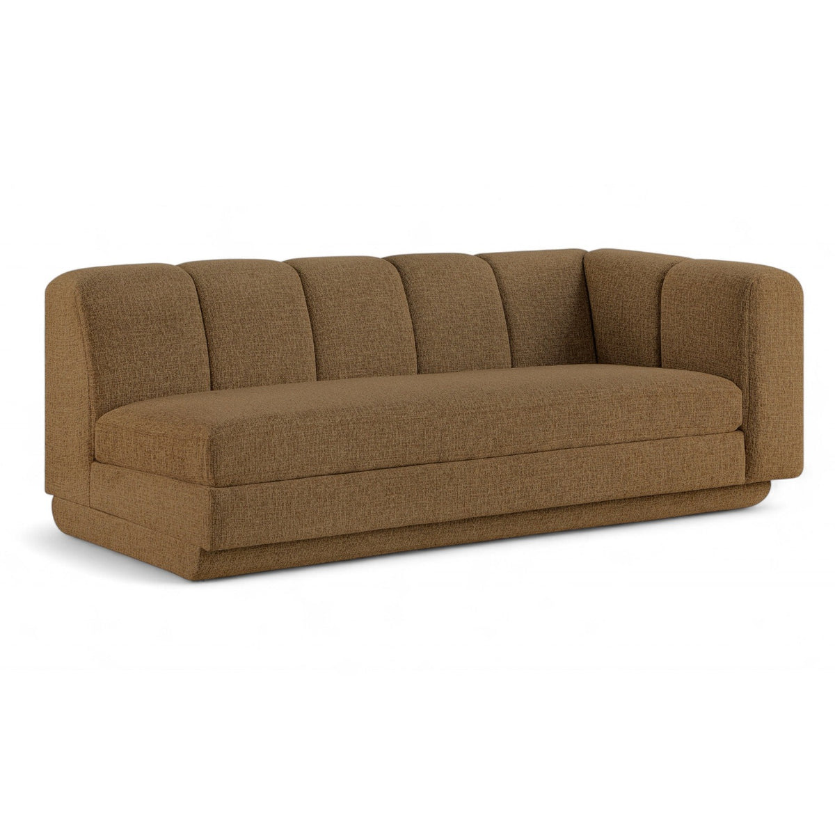 Modari 76.75" Brown Fabric Upholstered Right Arm Sofa in brown, primary product view
