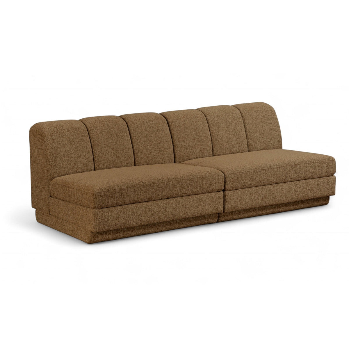 Modari Brown Fabric Upholstered 2pc. Modular Sofa in brown chenille-blend polyester, 80"W, primary product view