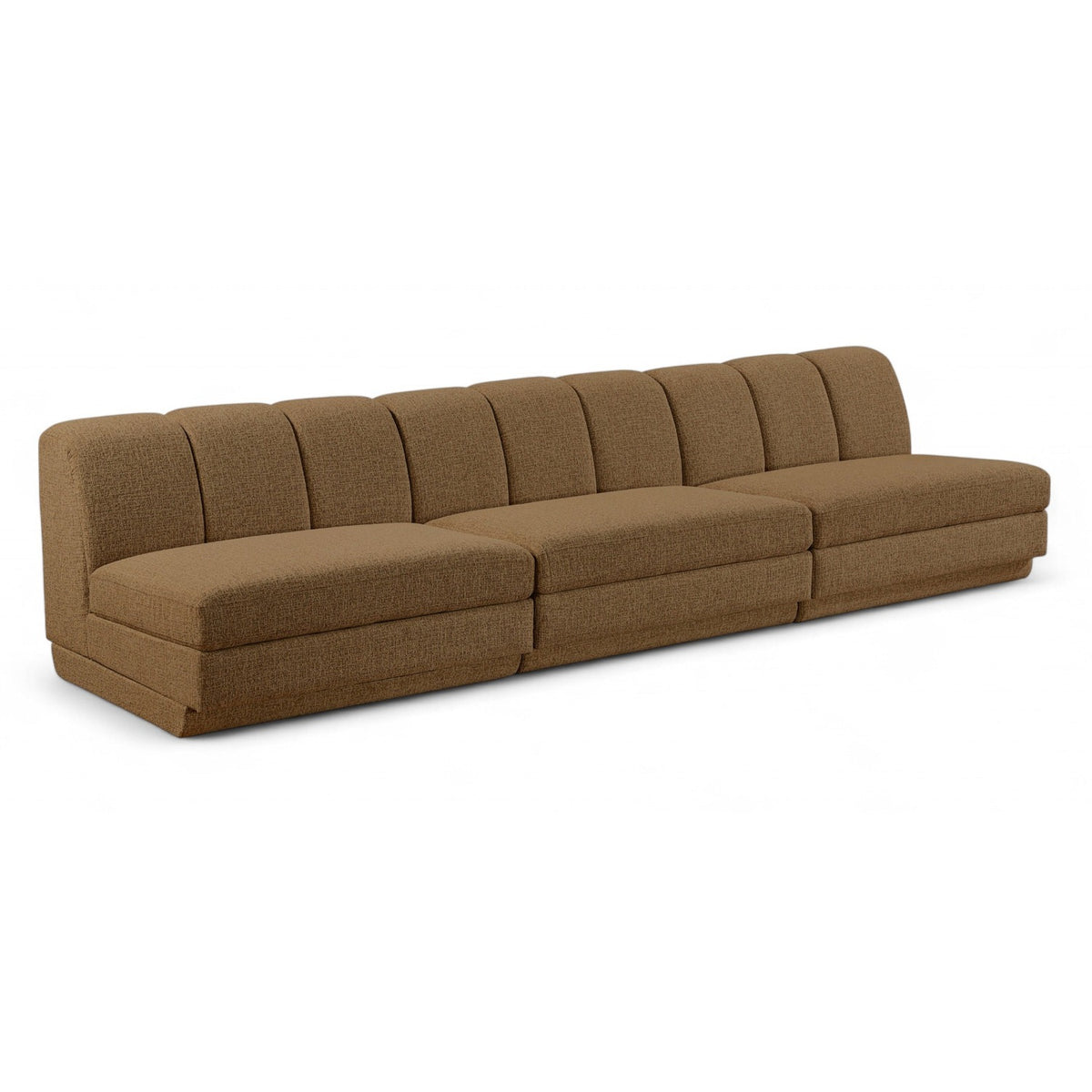 Modari Brown Fabric Upholstered 3pc. Modular Sofa in brown chenille-blend polyester, 120"W, primary product view