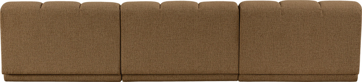 Modari Brown Fabric Upholstered 3 Piece Modular Sofa