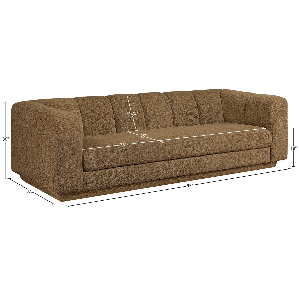 Modari 95in Brown Fabric Upholstered Sofa