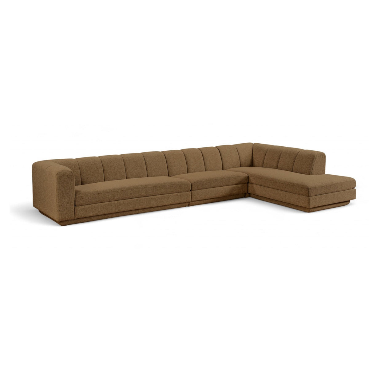 Modari Brown Fabric Upholstered 3pc. Modular Sectional in brown chenille-blend polyester, 154.25"W, primary product view