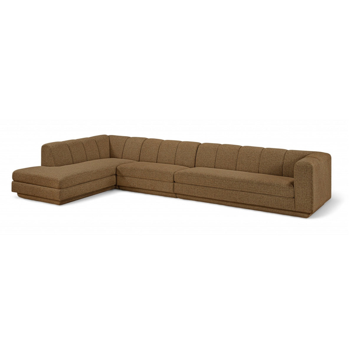 Modari Brown Fabric Upholstered 3pc. Modular Sectional in brown chenille-blend polyester, 154.25x85", primary product view
