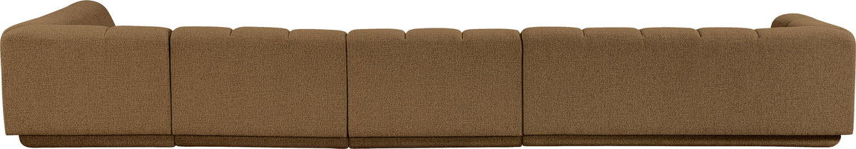 Modari Brown Fabric Upholstered 4 Piece Modular Sectional Sofa
