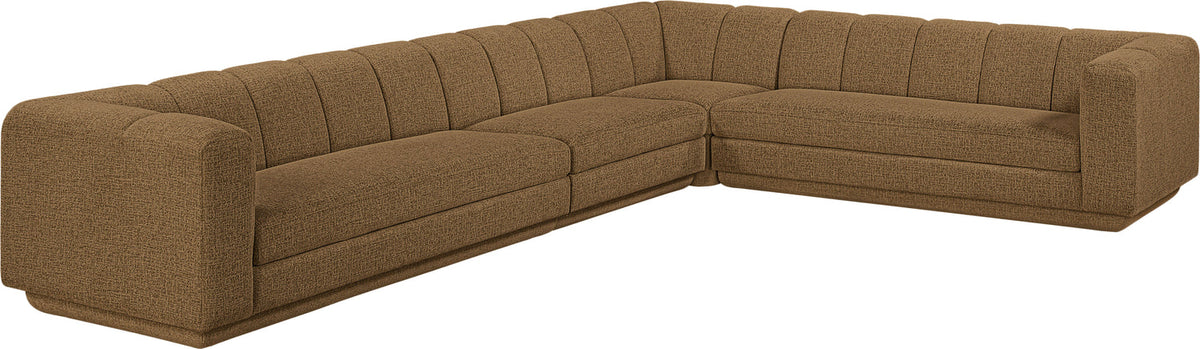 Modari Brown Fabric Upholstered 4 Piece Modular Sectional Sofa