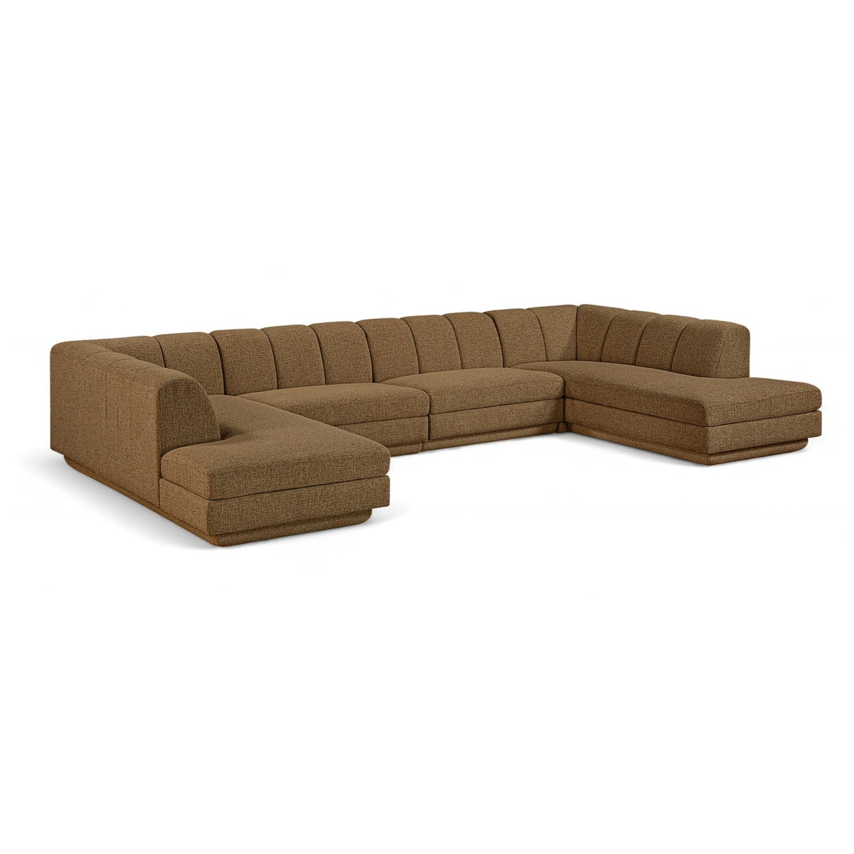 Modari Brown Fabric Upholstered 4pc. Modular Sectional in brown chenille-blend polyester, 155"W, primary product view