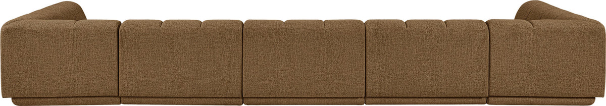 Modari Brown Fabric Upholstered 5 Piece Modular Sectional Sofa
