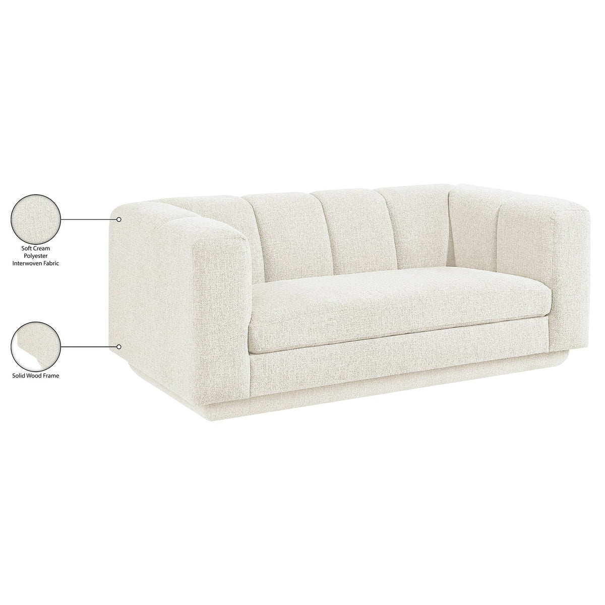 Modari 70.25in Cream Fabric Upholstered Loveseat