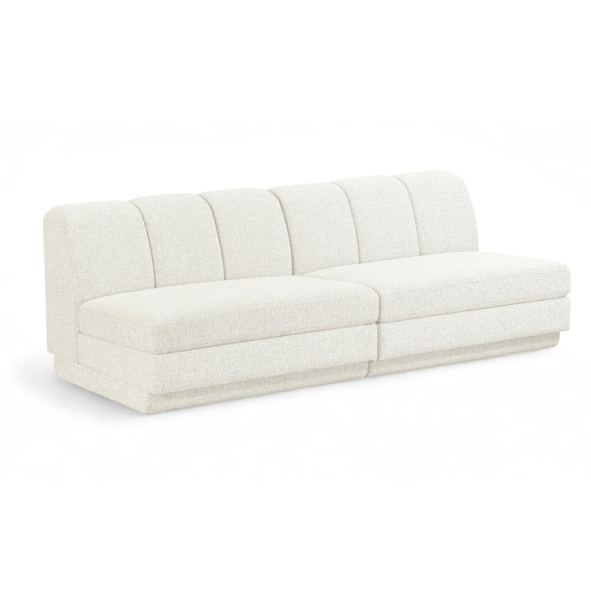 Modari Cream Fabric Upholstered 2pc. Modular Sofa in cream interwoven polyester, 80"W, primary product view