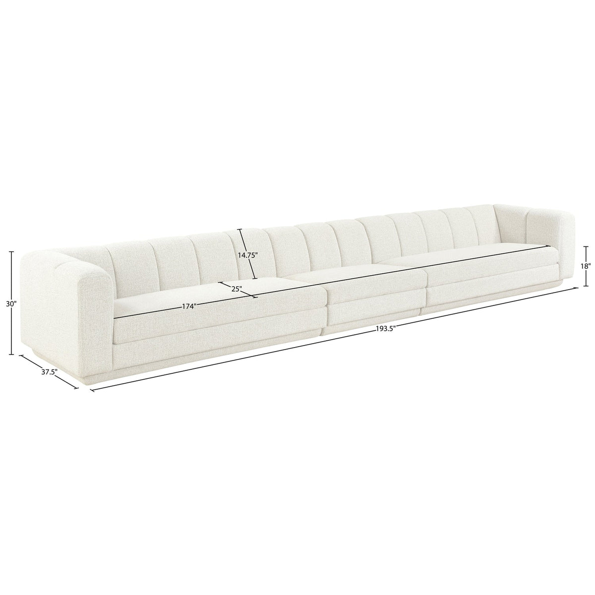 Modari Cream Fabric Upholstered 3 Piece Modular Sofa