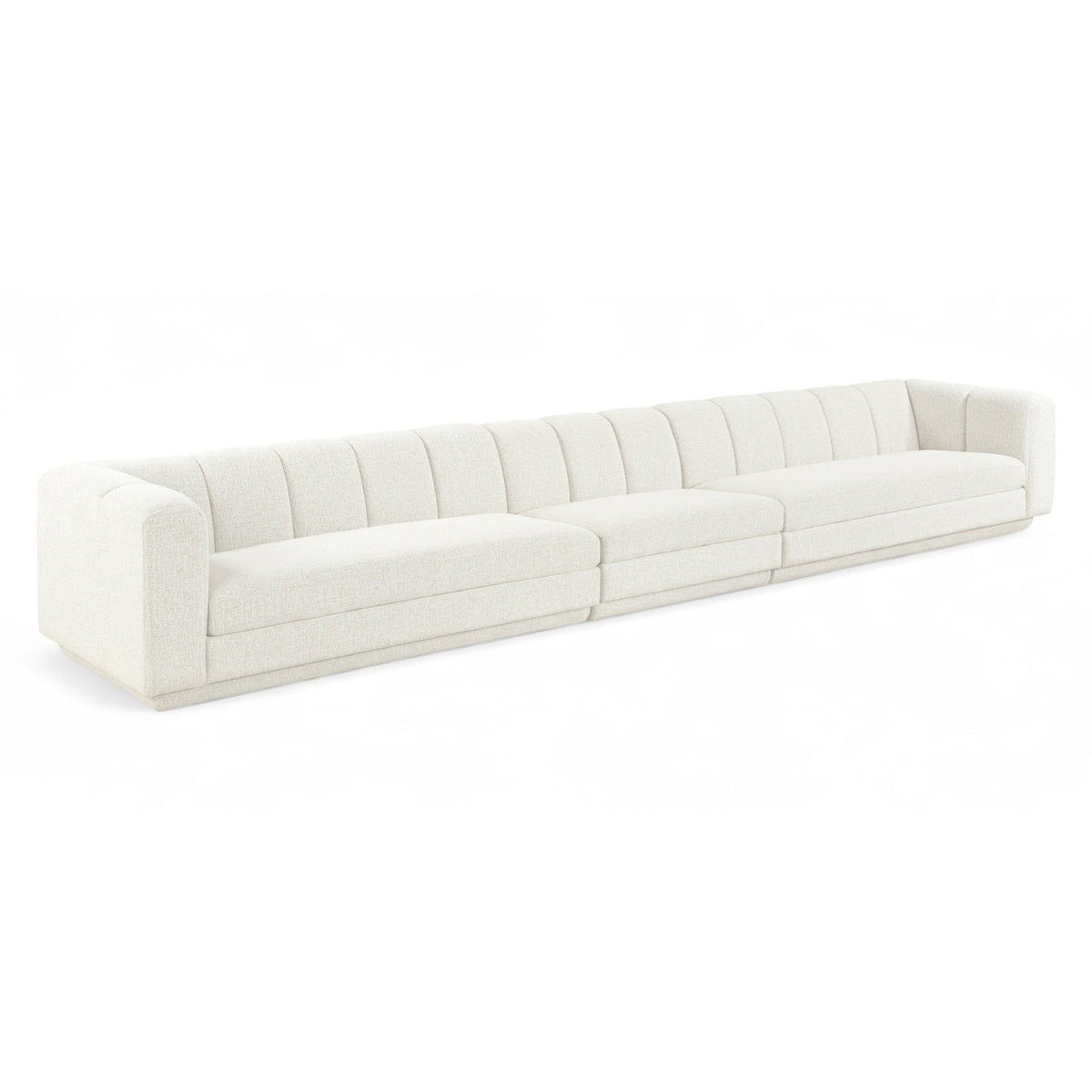 Modari Cream Fabric Upholstered 3pc. Modular Sofa in cream interwoven polyester, 193.5"W, primary product view