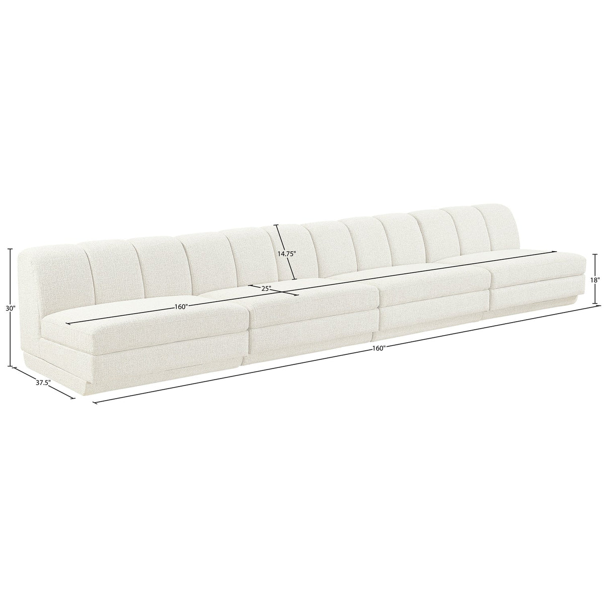 Modari Cream Fabric Upholstered 4 Piece Modular Sofa